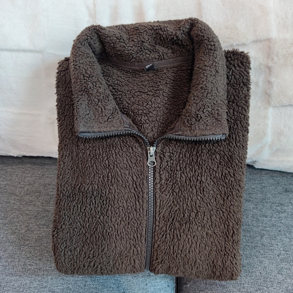 UNIQLO 2019 Fluffy Yarn Fleece Full-zip Jacket Dark Brown L size - Picture 10 of 12